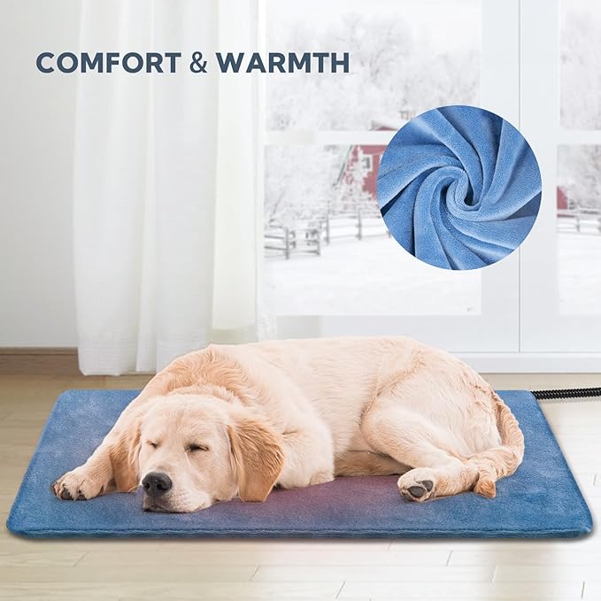 Dog Heating Pad, Pet Heating Pad 35X24, Adjustable Temperature Dog Cat, Waterproof, Timer Control, Chew Resistant Cord