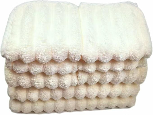 Soft Bath Towels Set, Microfiber Ribbed Oversized Bath Towels Extra Large for Bathroom, Home, Hotel, Spa, Beach, Pool, Gym (8-Piece Towel Set, Beige)