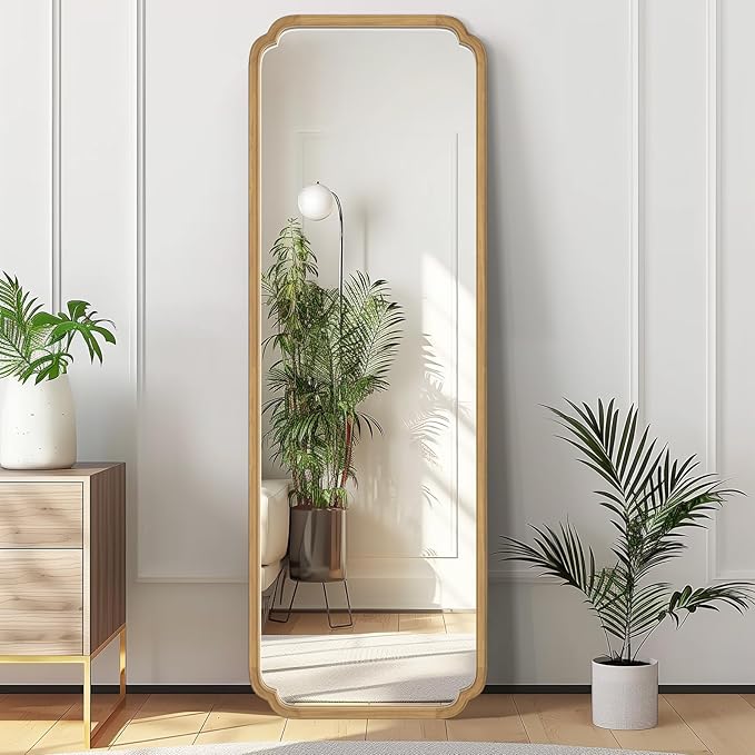 WallBeyond Full Length Mirror Wall Mounted 71"x24", Rustic Wooden Frame Floor Mirror, Large Full Body Mirror for Bedroom, Leaning or Hanging Against Wall (Naturl Solid Wood)