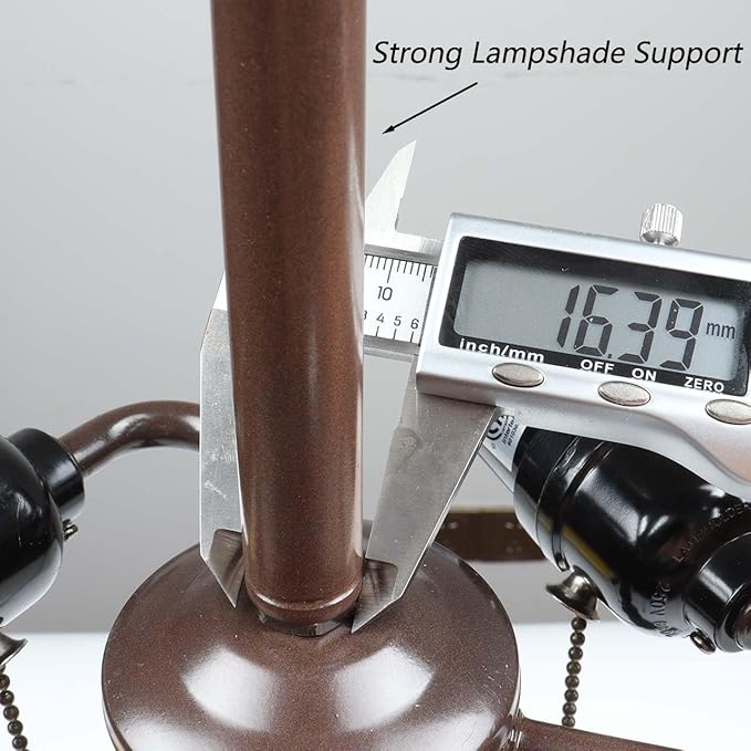 Bieye B10024 Antique Metal Table Lamp Base with 3-Light Sockets (Brown, 7" Wx25 H)