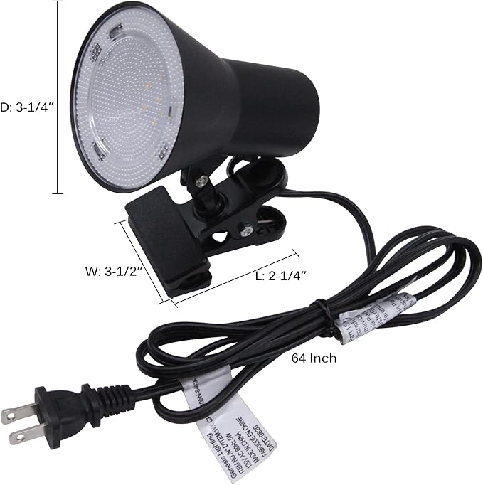 LED Clip-on Desk Lamp, 360° Adjustable Clamp Desk Light with Switch, 5W 280LM 4000K Cool White Small Table Light Plug-in for Home Office, Study, Dorm, ETL Listed