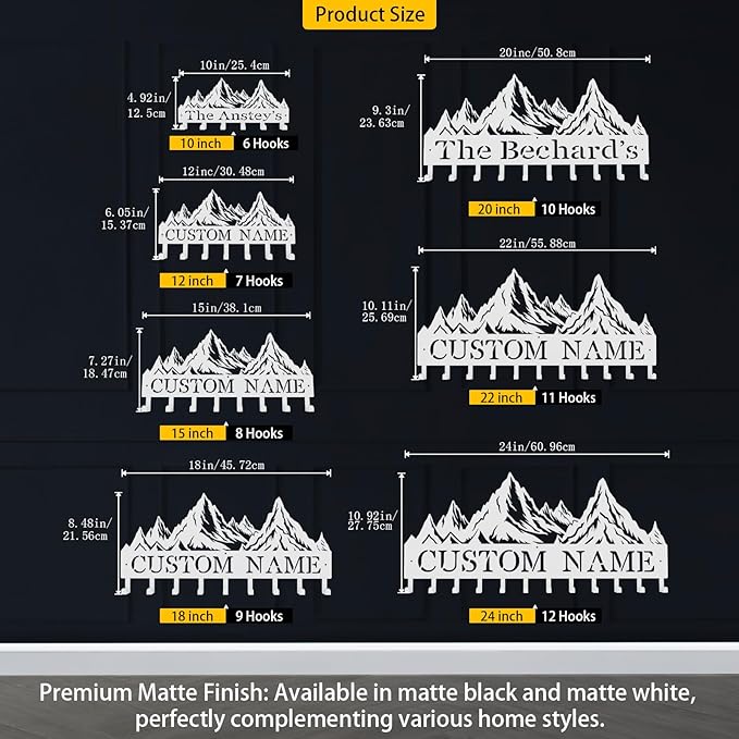 Custom Metal Key Rack Hooks, Personalized Key Holder for Wall, Mountain Theme Wall Decoration, Key Hanger Organizer for Living Room, Entryway, Offices, Kitchen Decor