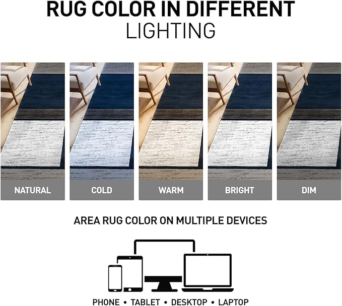 Rugshop Modern Geometric Boxes Navy Area Rug, Fade-Resistant Carpet for Bedroom, Living Room, or Study, 6'6" x 9'