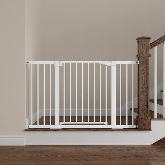 Baby Gate Extra Wide, 29.5"- 51.5" Pressure Mounted Dog Gate with Walk Through Door, Auto Close Pet Gate for Stairs,Doorways,House