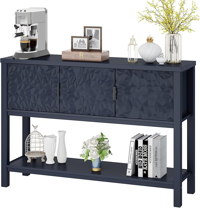 FATORRI Console Table for Entryway, Modern Sofa Table with Storage, Entry Tables with Shelf for Living Room Hallway (47.24 Inch Wide, Navy Blue)