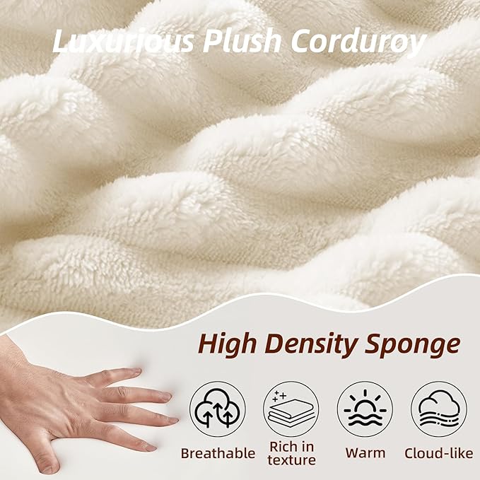 Modular Cloud Sectional Couch with L-Shape Chaise,Modern Upholstered Couches with Deep Seat,Corduroy Sponge Compressed Sofa for Living Room, Bedroom,No Assembly Required(Off White)