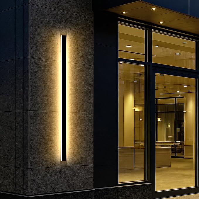70.87 in Modern Outdoor Wall Lights, 3000K Linear Exterior Wall Light Wall Mount, IP65 Waterproof Long Wall Sconce Light for Front Door, Garage (Black)