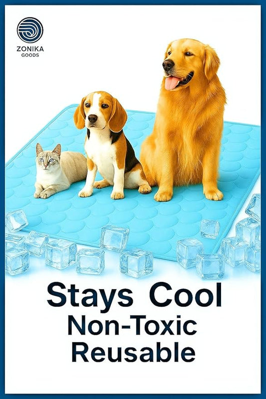 Blue Cooling Mat & Sleeping Pad | Water Absorption | Safe Materials | Easy Carry & Clean | Ideal Cooling Pad for Dogs and Cats | Perfect for Camping, Crates, and Pet Beds | 27.6"L x 21.7"W x 0.8"Th