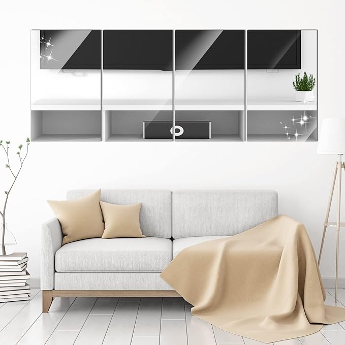 Tuanse 80 Piece Flexible Plastic Mirror Sheets for Home Decoration, Wall Mount, Rectangular, 9 x 6 Inch