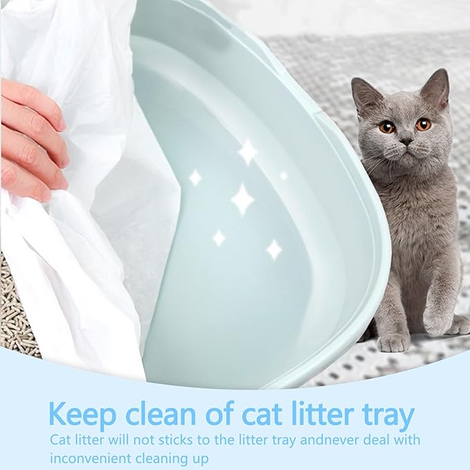120 Count Cat Litter Box Liners - Large Drawstring Cat Litter Bags, Extra Thick Heavy Duty Durable Litters Tray Pet Cats Pan Liners, Waste Replacement Bags for Self-Cleaning Cats Litter Boxes16" x 25"