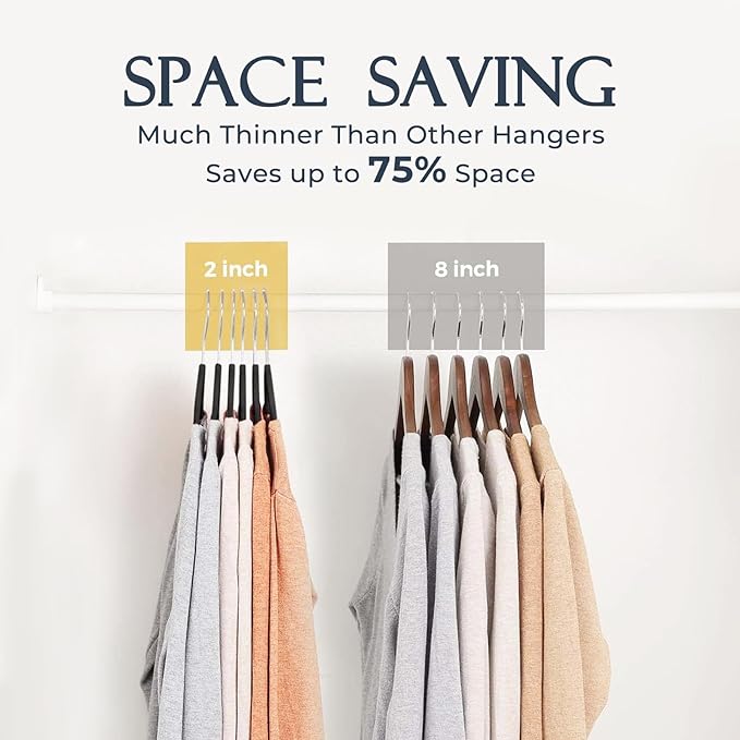 HOUSE DAY Premium Velvet Hangers, Non-Slip Thin Flocked Felt Hangers, Sturdy Clothes Hangers Heavy Duty Coat Hangers & Suit Hangers, Durable Suit Hangers for Closet Space Saving (20 Pack, Black)