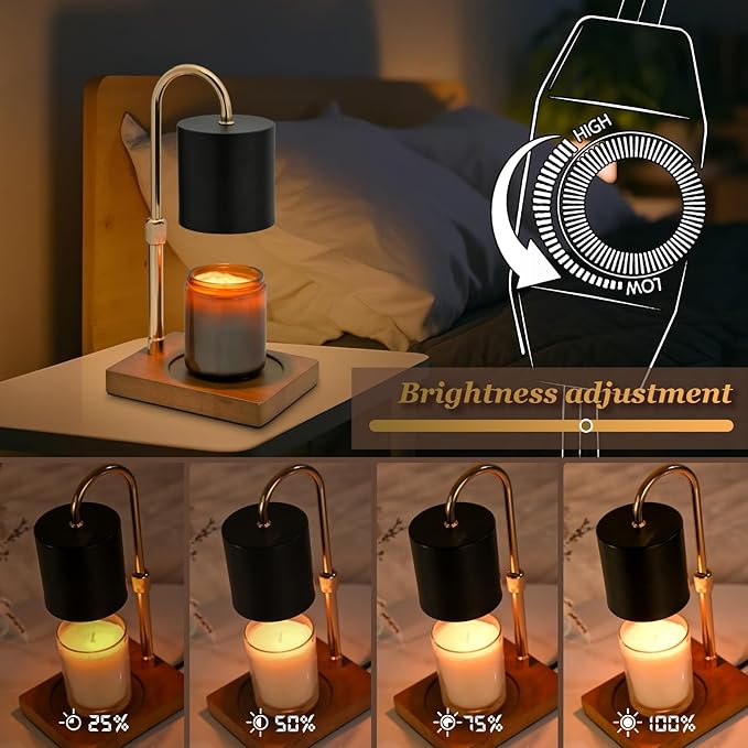 Candle Warmer Lamp Timer for Women Mom, House Warming Gifts New Home Decor, Modern Farmhouse Decor, Candle Warmer for All Jar Candles with 2 Bulb BlackGold