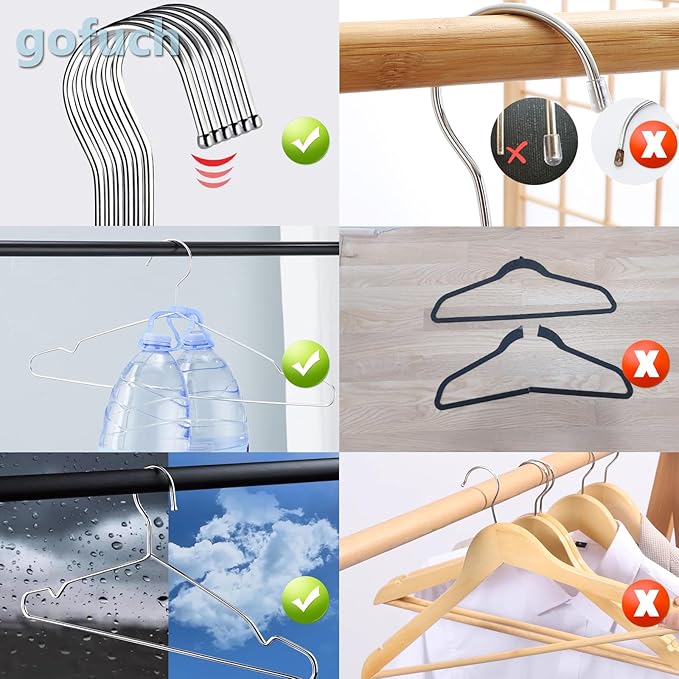 Clothes Hangers 30 Pack - Heavy Duty Stainless Steel Metal Hangers, Ultra Thin Space Saving Wire Coat Hangers with Non-Slip Shoulders (16.5 Inch)