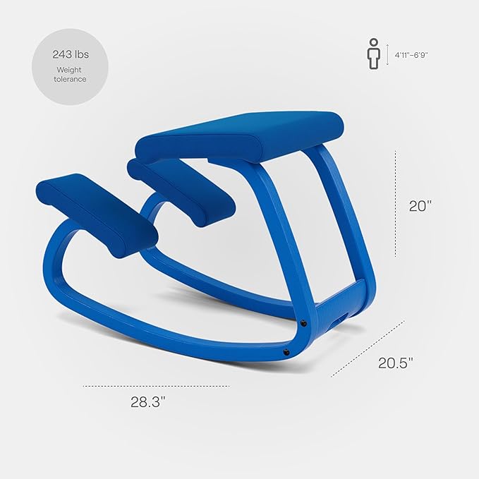 Varier Variable Monochrome Marine Ergonomic Office Kneeling Chair – Active Sitting, Rocking Seat for Home, Study & Posture Support – 10 Year Quality Guarantee