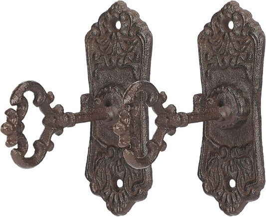 2 Pack Decorative Vintage Cast Iron Wall Hooks Ocean Theme Key Wall Holder for Hanging Coats Key Bags Hats Towels Hanger Rustic Farmhouse Decor