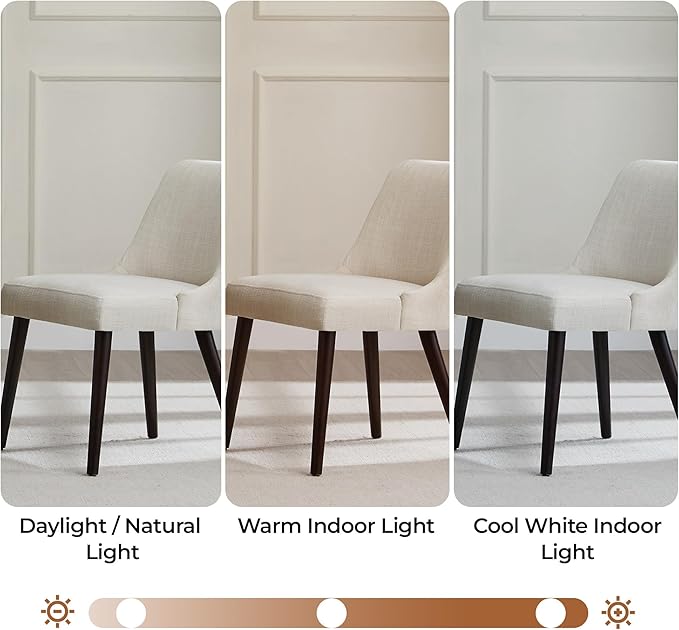 CHITA Mid-Century Modern Dining Chair, Upholstered Fabric Accent Chairs, Set of 2,Performance Fabric in Linen