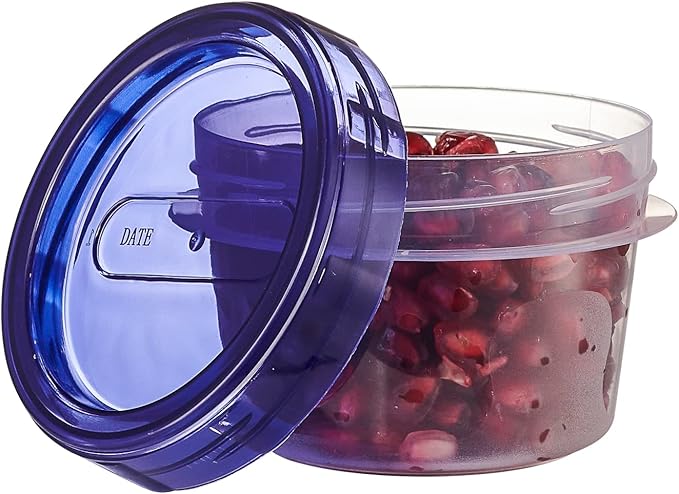 PLASTICPRO 12 Pack Twist Cap Food Storage Containers with Blue Screw on Lid- 4 oz Reusable Meal Prep Containers - Small Freezer Containers Microwave Safe Blue Plastic Food Storage