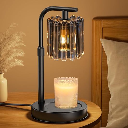 Uflatek Candle Warmer Lamp with Dimmable Timer, Electric Candle Lamp with Adjustable Height, Wax Melt Warmer for Jar Candles with 2 Bulbs, Vintage Home and Bedroom Decor, Housewarming Gift