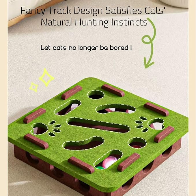2025 New Cat Scratch Puzzle Box, Cat Nail File Enrichment Box, Nail File Stress Free ＆ Cats Puzzle Treat Dispenser, Durable, Interactive Scratching Post for Indoor Kittens to Scratch (Yellow, Round)