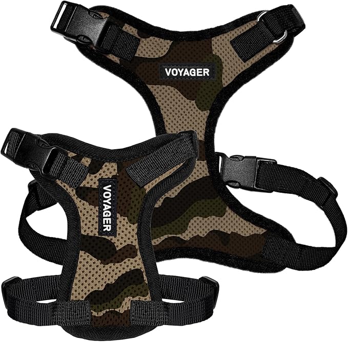 Voyager Step-in Pet Harness - All Weather Mesh, Adjustable Step in Harness for Cats and Dogs by Best Pet Supplies - Army/Black Trim, XL