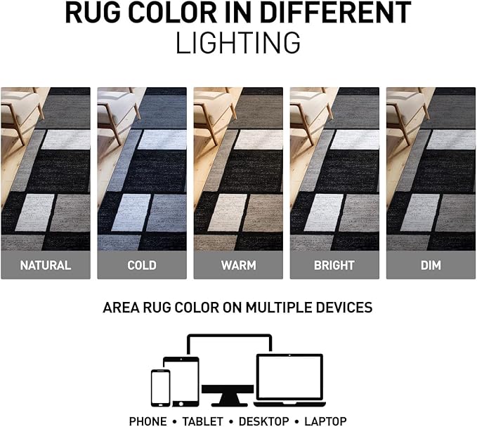 ugshop Contemporary Modern Boxes for Hallway,Living Room,Bedroom,Kitchen Non Shedding Runner Rug 2'7" x 6' Gray