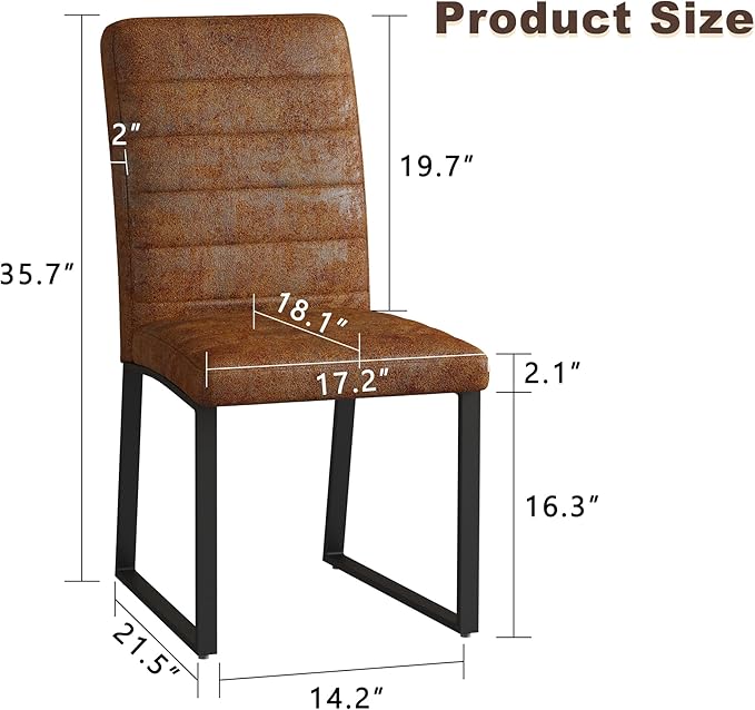 Modern Dining Chairs Set of 4, White Faux Leather Kitchen Chairs, Upholstered Armless Dining Room Chair with Gold Mental Legs Heavy Duty, Comfortable (Brown Chiars, Set of 6)