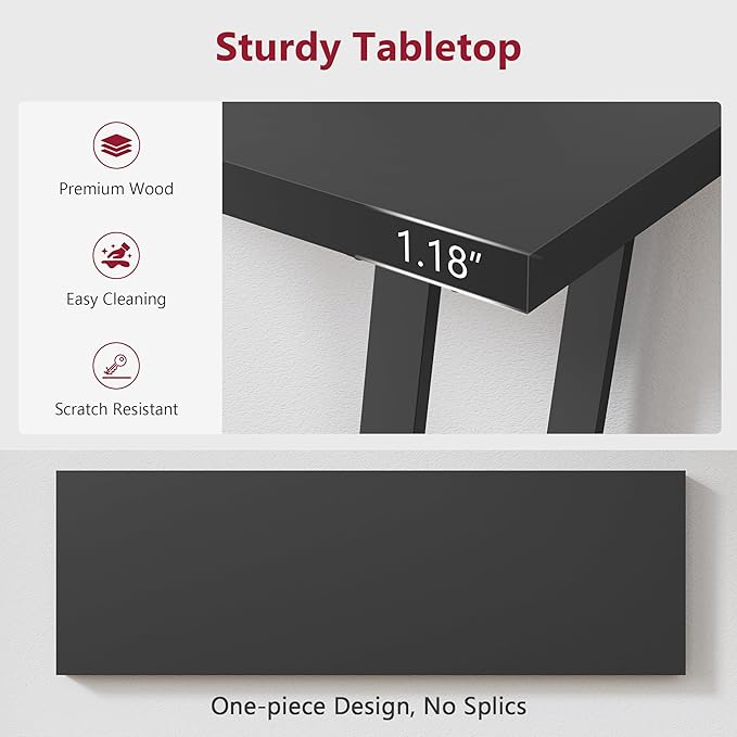 Tajsoon Console Table 31.5" Rustic, 2 Tier Industrial Entryway Table with Storage Shelf, Narrow Sofa Table with Geometric Frame, Small Hallway Table for Living Room, Foyer, Entrace, Black