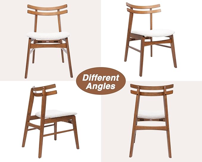 VESCASA 5-Piece Dining Set, 59" L Colonial Oak Rectangle Wood Dining Table with 4 Curved Back Sherpa Beige Wood Dining Chairs for Dining Room, Kitchen, Restaurant, Dining Set for 4