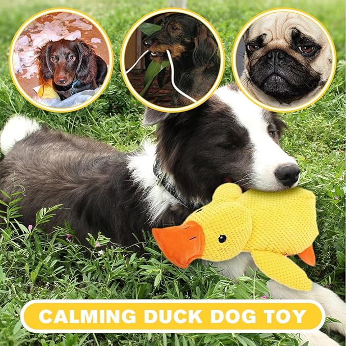 Duck Dog Toy, 2024 New Calming Duck Dog Toy, Dog Toys for Aggressive Chewing Person, Vocalizing Duck Dogs Toy, Indestructible Dog Toys, Cute Plush Stuffed Duck for Indoor Dogs (Yellow+Green+Pink)