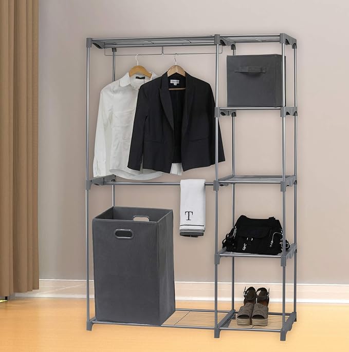 Simple Houseware Foldable Closet Laundry Hamper Basket, Dark Grey