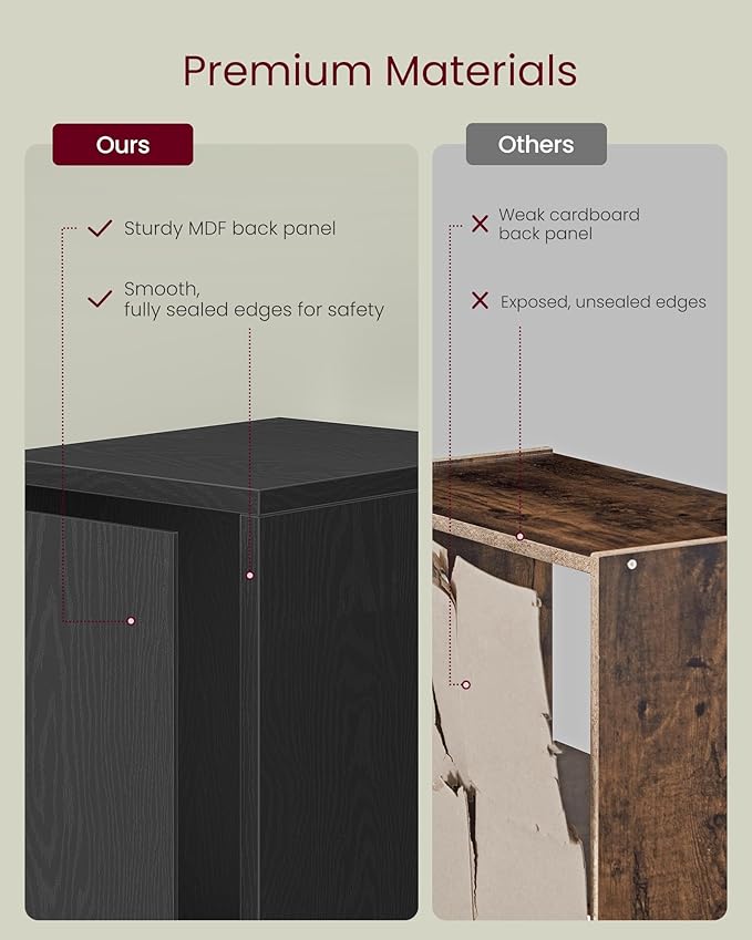 VASAGLE Custos Collection - Bookshelf, 3-Tier Bookcase, Book Shelf, Open Storage Shelf, 9.4 x 7.9 x 37.3 Inches, for Living Room, Home Office, Dining Room, Ebony Black ULBC523B01