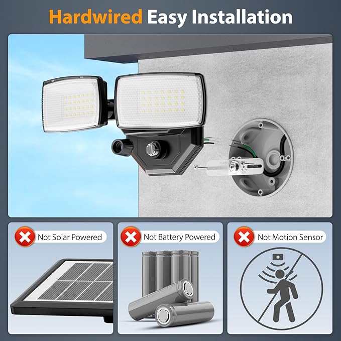 Onforu 32w 3200LM Dusk to Dawn Outdoor Lighting,6500K Dual-Head Flood Light Outdoor with Photocell,IP66 Waterproof Security Lights,Exterior Daylight Off and Night On Black Wall Light for Patio Garden