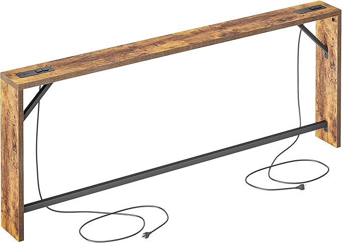 TIQLAB Sofa Table, 79 inch Long Console Table Behind Couch, Narrow Entryway Table with Angled Metal Frame, Industrial Console Table for Entryway, Rustic Brown