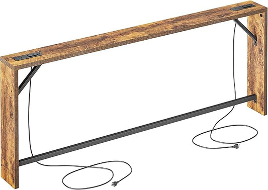 TIQLAB Sofa Table, 79 inch Long Console Table Behind Couch, Narrow Entryway Table with Angled Metal Frame, Industrial Console Table for Entryway, Rustic Brown