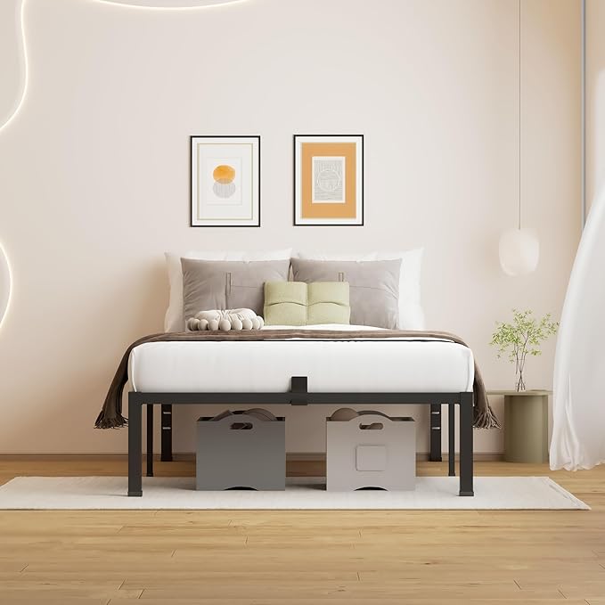 MAF 18 Inch Twin Size Bed Frames No Box Spring Needed Heavy Duty Metal Platform Bed Frame Steel Slat Support Easy Assembly Noise Free Black Bed Frame Twin