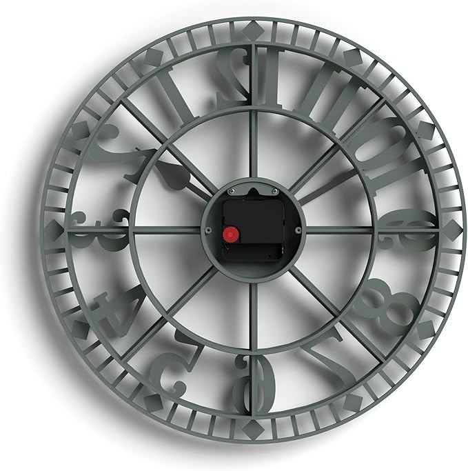 NEWGATE® Warehouse Wall Clock | Skeleton Clock | 16 inch | Asparagus Green with Black Hands | Contemporary Vintage Style for Kitchen, Living Room or Office