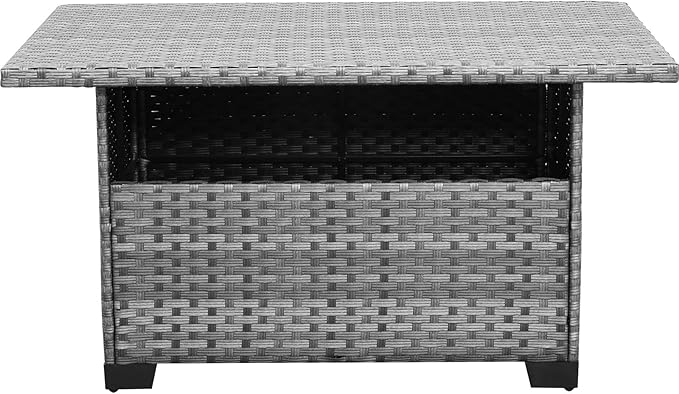 Outside Patio Table 46 Inches Outdoor Coffee Table with Storage Outdoor Dining Table, Grey