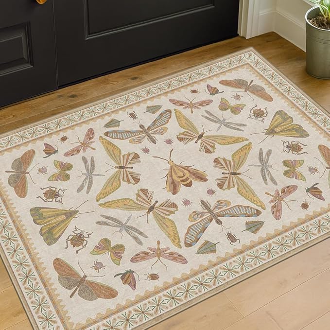 Boho Bathroom Rugs Non Slip Washable - 2x4 Kitchen Rugs for Entryway and Indoor Spaces, Washable Non-Slip Soft Low Pile, Perfect for Boho Decor