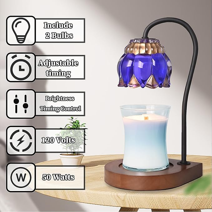 Candle Warmer Lamp - Electric Candle Lamps Timer, Compatible with All Jar Candles, Gifts for Her, Gift for Mom, Dimmable Candle Warmer, Candle Holders for Home Decor Purple