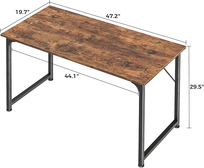Huuger Computer Desk, 48 Inch Office Desk, Gaming Desk with Storage, Writing Desk Work Desk for Home Office, Study, Modern Simple Desk, Large Legroom, Metal Frame, Rustic Brown
