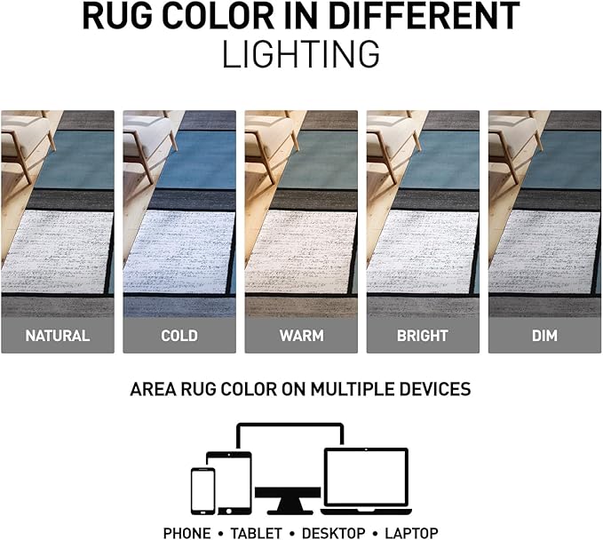 Rugshop Modern Geometric Boxes Blue Area Rug, Non-Shedding Carpet for Bedroom, Office, or Small Living Room, 4' x 6'