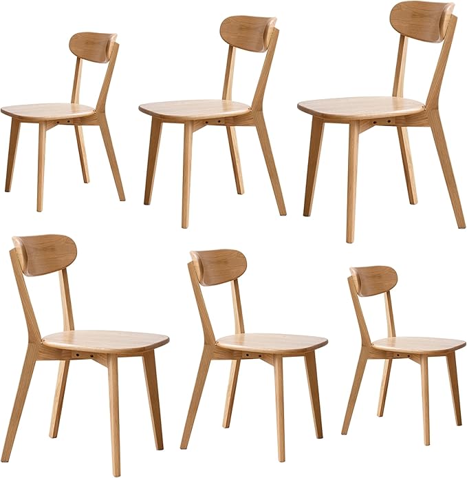 Kitchen Chairs Set of 6 - FAS-Grade North American Oak,Solid Wood Dining Chairs Suitable for Restaurants,Kitchens,Offices,Home or Commercial Use,Sturdy 400 lbs Capacity