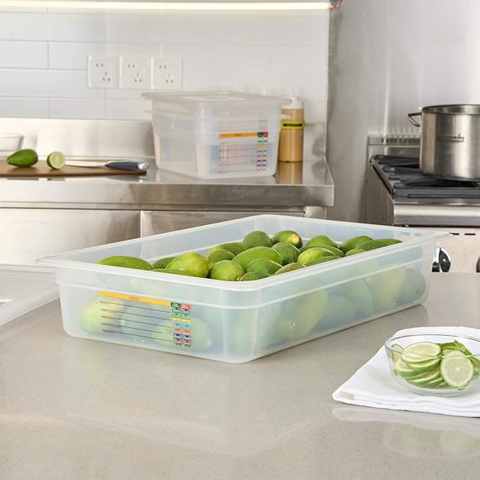 Restaurantware Food Pans Pack of 10 Plastic Rectangle Food Containers Full Size with Traceability Label, Storage Containers Dishwashable Hot Cold Friendly for Restaurants Buffet Commercial Use