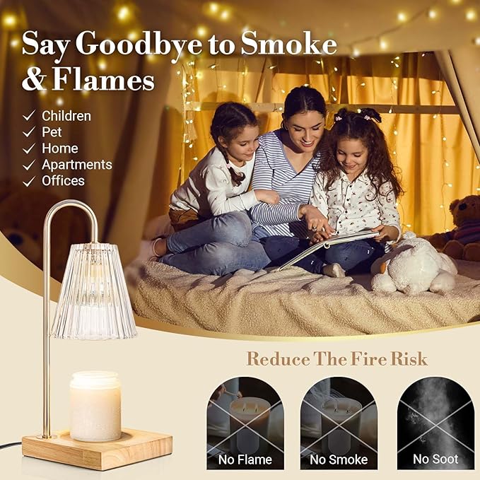 Marycele Large Candle Warmer Lamp with Timer, Electric Wax Melt Warmer Clear Glass, Gifts for Mom Women Her, Vintage Candle Lamp for Office Room Home Decor