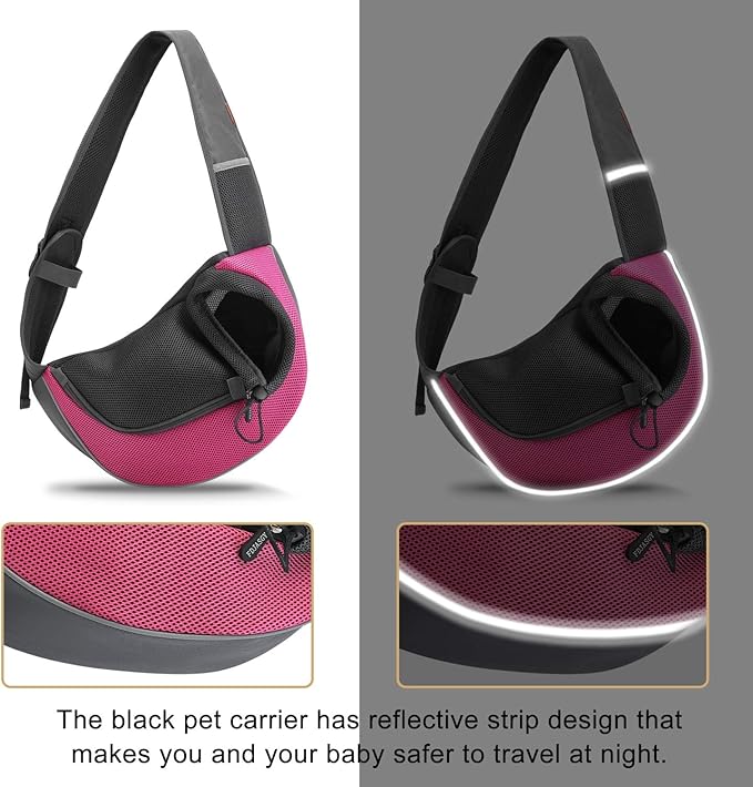 FDJASGY Pet Sling Carrier for Small Dogs Cats,Breathable Mesh Travelling Hand Free Puppy Backpack with Pouch and Adjustable Strap Carrier