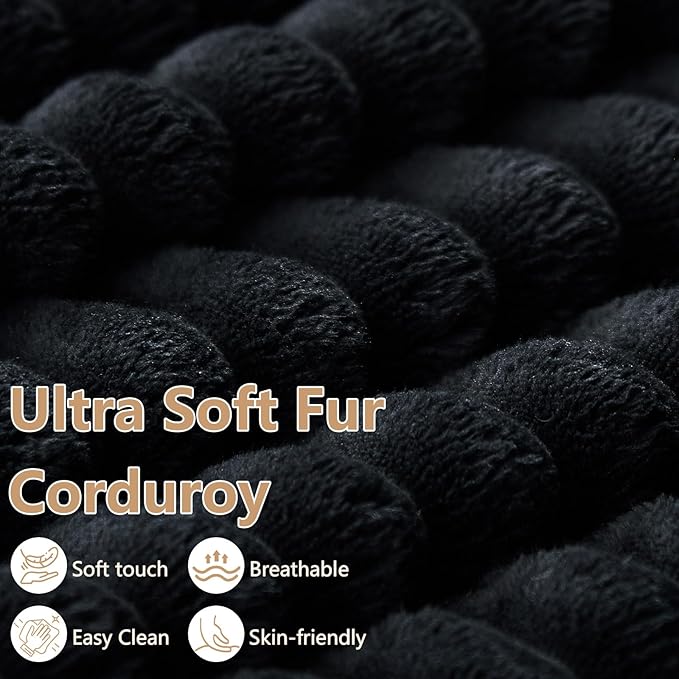 Cloud Loveseat Sofa, Modern Corduroy 2-Seater Couch with Deep Seat, No Assembly Required Memory Foam Sofa, Boneless Sofa in a Box for Bedroom, Apartment, Office,Small Space (Black,70.8in)