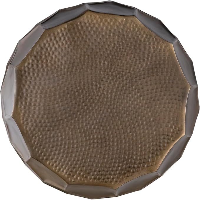 ET101 Modern Contemporary Aluminum Material 21" Height End Table, Side Table with Glossy Diamond-Patterned Base Antique Gold