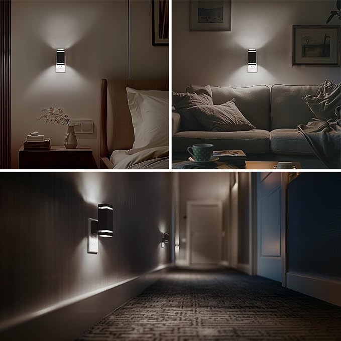 Briignite Red Motion Sensor Night Light, Dusk to Dawn Nightlights 2Pack, Dimmable Led Nightlight, Night-Light for Kids, 1W Night Lights Plug into Wall for Bedroom, Kid Room, Bathroom