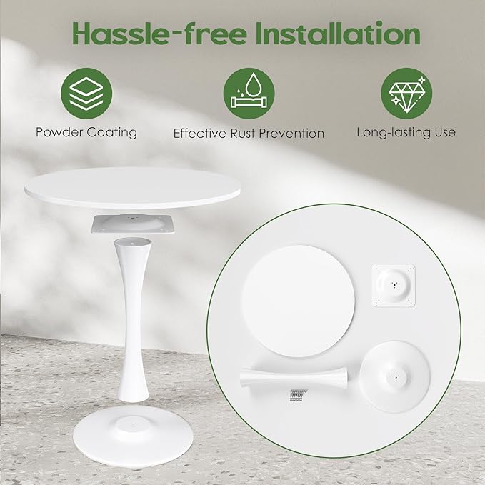 Stary 31.5" Small Round Dining Tulip Table Seats Up to 2-4 People,Wood Tabletop with Metal Pedestal Base