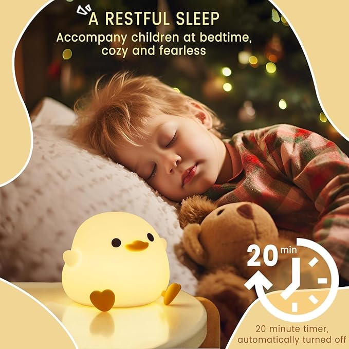 Duck Lamp, Cute DoDo Duck Night Light , Dimmable Ducky Night Lamp, Silicone LED Squishy Nursery Nightlight for Kids , Rechargeable Bedside Touch Animal Lamp, Dorm Decor Xmas Gift Toy for Baby/Kids